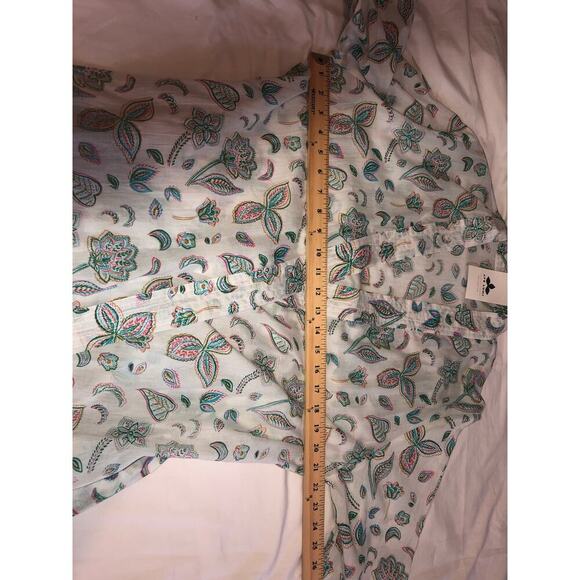 Germain Des Pres Kimono One Size Floral Cotton Short Robe India Blue New Tags - Picture 8 of 10